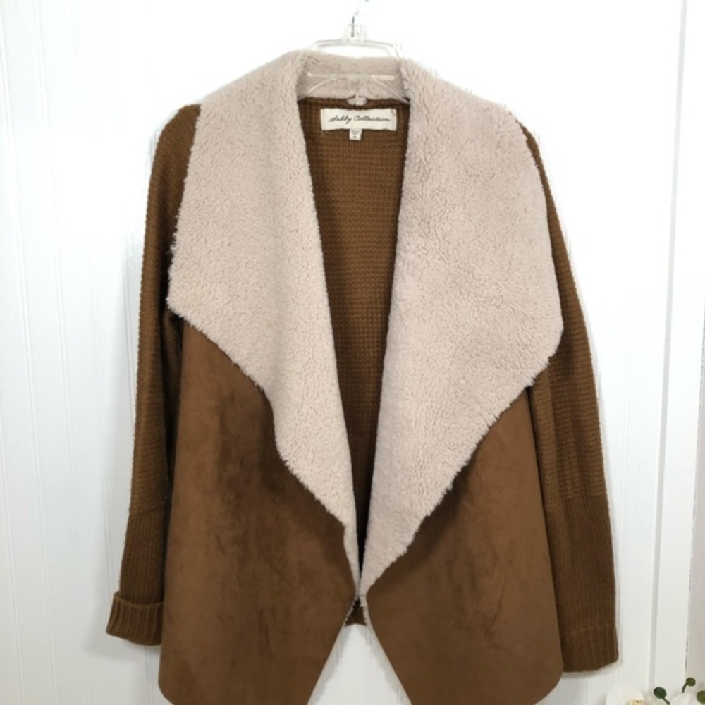 Sebby Collection Faux Suede & Fur Sweater Jacket